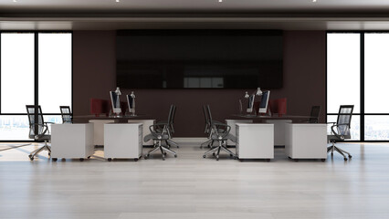 blank wall in office room for company logo mockup