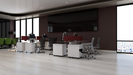 blank wall in office room for company logo mockup