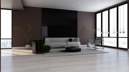 office wooden lobby waiting room for company wall logo mockup