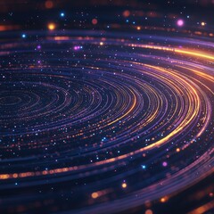 Obraz premium Colorful Abstract Swirl Background with Glowing Particles and Stars