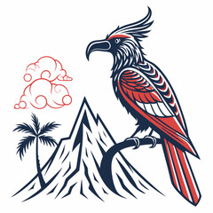 Volcano silhouette vector illustration