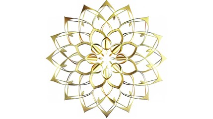 Obraz premium A modern golden ornament is beautifully isolated on a clean white background, presenting a sense of elegance and luxury. The intricate design of the ornament catches the eye, making it a perfect visua