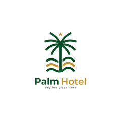 Palm House Resort hotel Logo Template Universal creative premium symbol. Vector illustration. Creative Minimal design template. Symbol for Corporate Business Identity