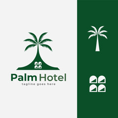 Palm House Resort hotel Logo Template Universal creative premium symbol. Vector illustration. Creative Minimal design template. Symbol for Corporate Business Identity
