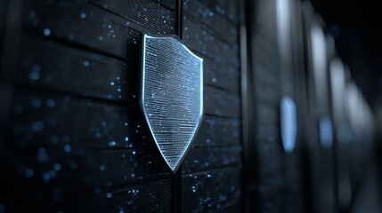 Digital Shield Cyber Security Data Protection Server Room Network Protection Advanced Technology Secure System Modern Digital Infrastructure Global Network High Tech Data Center   