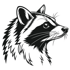 A striking monochrome illustration captures the majestic gaze of a raccoon in detailed artwork