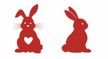 Osterhase Hase Silhoette sitzend mit Herz und Schlappohr 