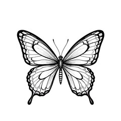 Butterfly art. Black sketches. Vector hand drawn illustration, butterfly silhoette simple Outline 