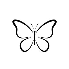 Butterfly art. Black sketches. Vector hand drawn illustration, butterfly silhoette simple Outline 