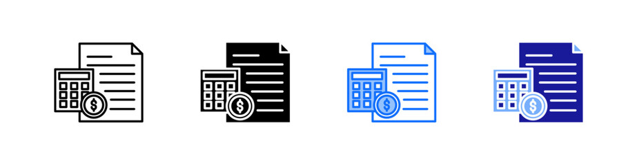 Budget Multiple Style Icon Set Vector 