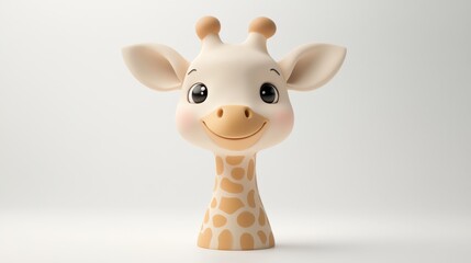 Adorable Beige Cartoon Giraffe Head 3D Render
