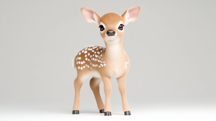 Adorable Brown Fawn with White Spots in Snowy Winter Setting