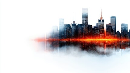 Fototapeta premium Cityscape Reflection: A Dreamlike Metropolis