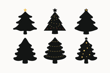 Obraz premium Christmas Tree Silhouettes 6 Unique Designs for Holiday Projects