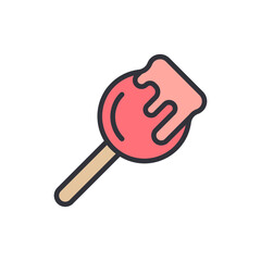Whimsical Candy Apple With Pink Glaze And Wooden Stick Icon