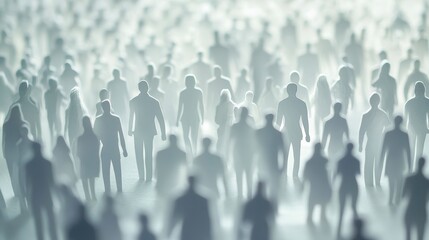 Abstract image of many indistinct people figures.