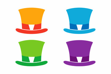 set of Top Hat icon silhouette vector illustration