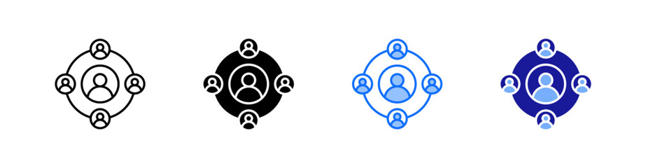 Community Multiple Style Icon Set Vector 