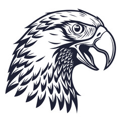 Detailed sketch of a majestic eagle shows intense gaze and sharp beak, a symbol of strength