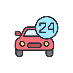 Symbolic Representation Of Twenty Four Hour Car Assistance Service Concept