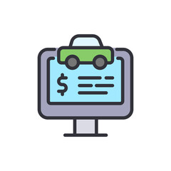 Fototapeta premium Car Loan Information On A Computer Screen With Green Vehicle