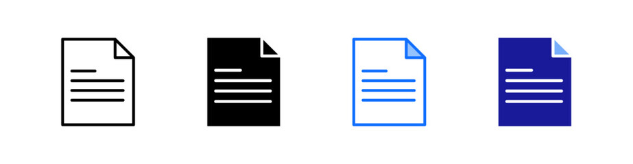 Document Multiple Style Icon Set Vector 