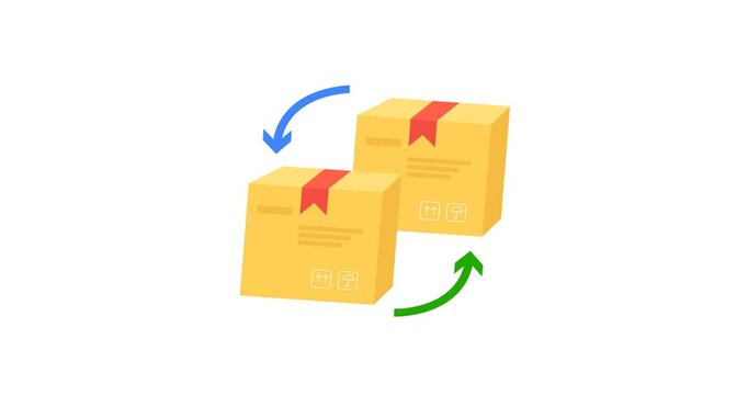 Animated replacement icon representing item exchange, repair, and service updates. Perfect for use in customer support platforms, product warranty visuals, maintenance services, e-commerce content, an
