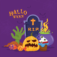 Halloween group symbols, illustration and vector.