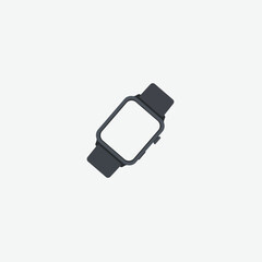 Flat front-view smartwatch illustration in dark gray with clean, modern design. Minimalist style vector on white background, ideal for tech, UI, or wearable design projects.