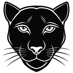 An abstracted black panther head stares intensely with simplified lines and minimalist details creates powerful image