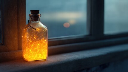Warm orange lights bottle decor