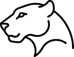 A simplistic outline shows the fierce side profile of a bold panther © Dipta
