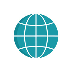 globe with grid lines on white background   