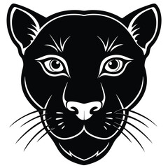 Striking black panther face shows powerful feline features in a bold animal graphic