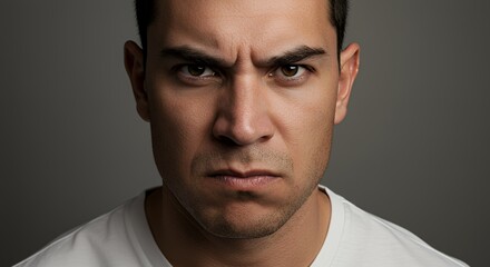 Fototapeta premium Portrait of an Angry Man: A Close-Up Study of Human Emotion