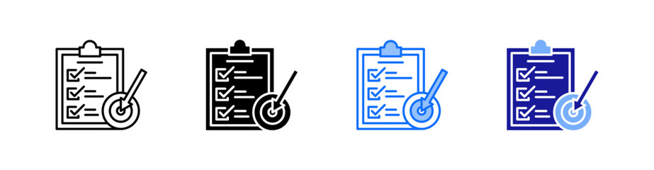 Target Multiple Style Icon Set Vector 