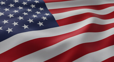 American Flag Close-Up View of Stars and Stripes Waving in the Wind
