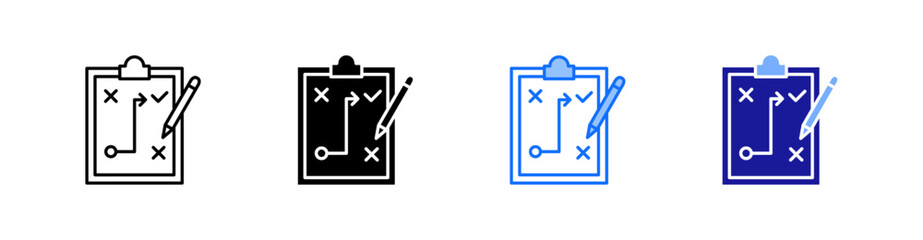 Strategy Multiple Style Icon Set Vector 