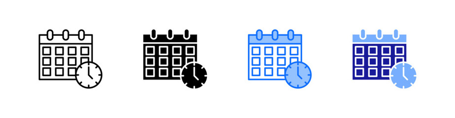 Schedule Multiple Style Icon Set Vector 