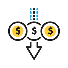 Vector multi color icon for Reduce cost