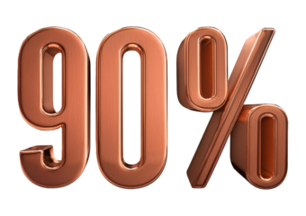 Percent 90% isolated on a transparent or white background