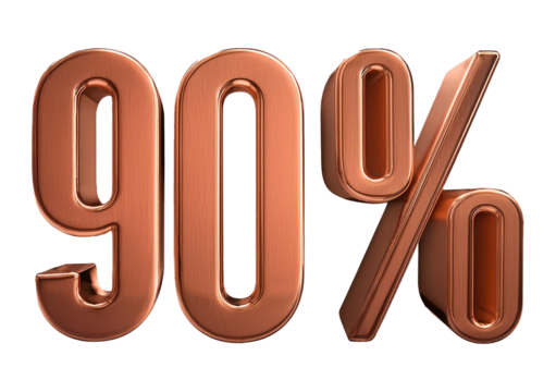 Percent 90% isolated on a transparent or white background - Powered by Adobe