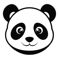 Fototapeta premium A cute panda face with black ears and eyes shows a cheerful expression