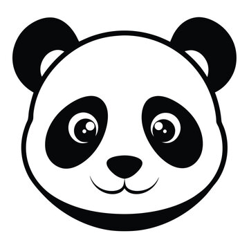 A cute panda face with black ears and eyes shows a cheerful expression
