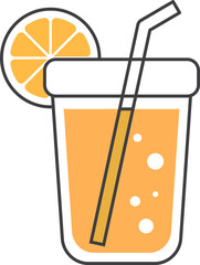 오렌지 주스 아이스음료 일러스트