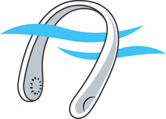 바람표현 포함 넥밴드 선풍기 아이콘