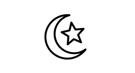 Symbolic Crescent Moon and Star Icon Representing Faith and Belief.
