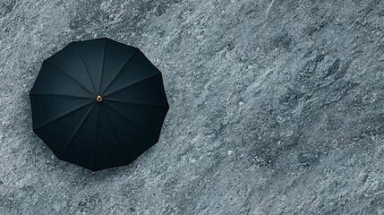Black umbrella on a textured surface.
