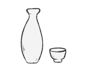 クレヨンで描いたおちょこの手書きイラスト