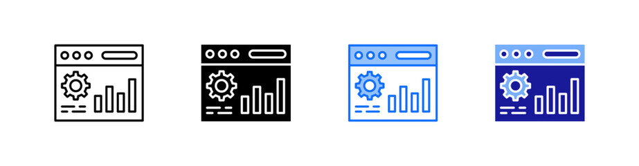 Data Multiple Style Icon Set Vector 